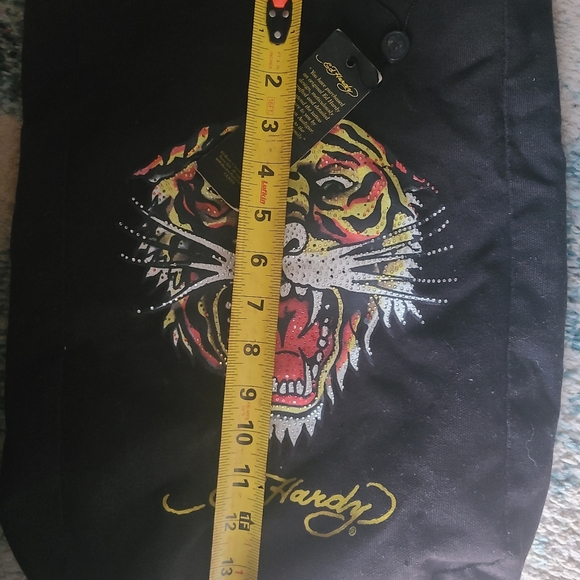 Ed Hardy Small Tote Bag Never Used with Tags Tiger Black Yellow - Picture 7 of 8